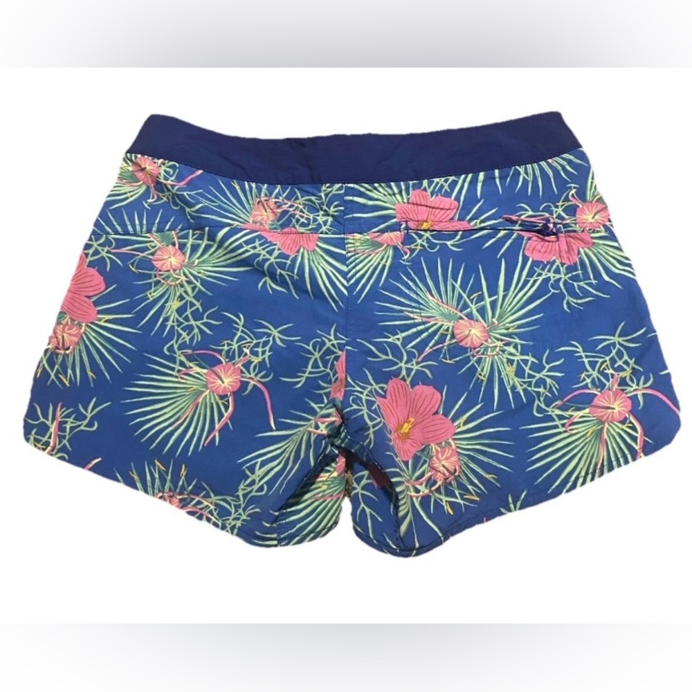 Patagonia Board Shorts Womens Size 4 Blue Wavefarer Floral Drawstring - Picture 2 of 3